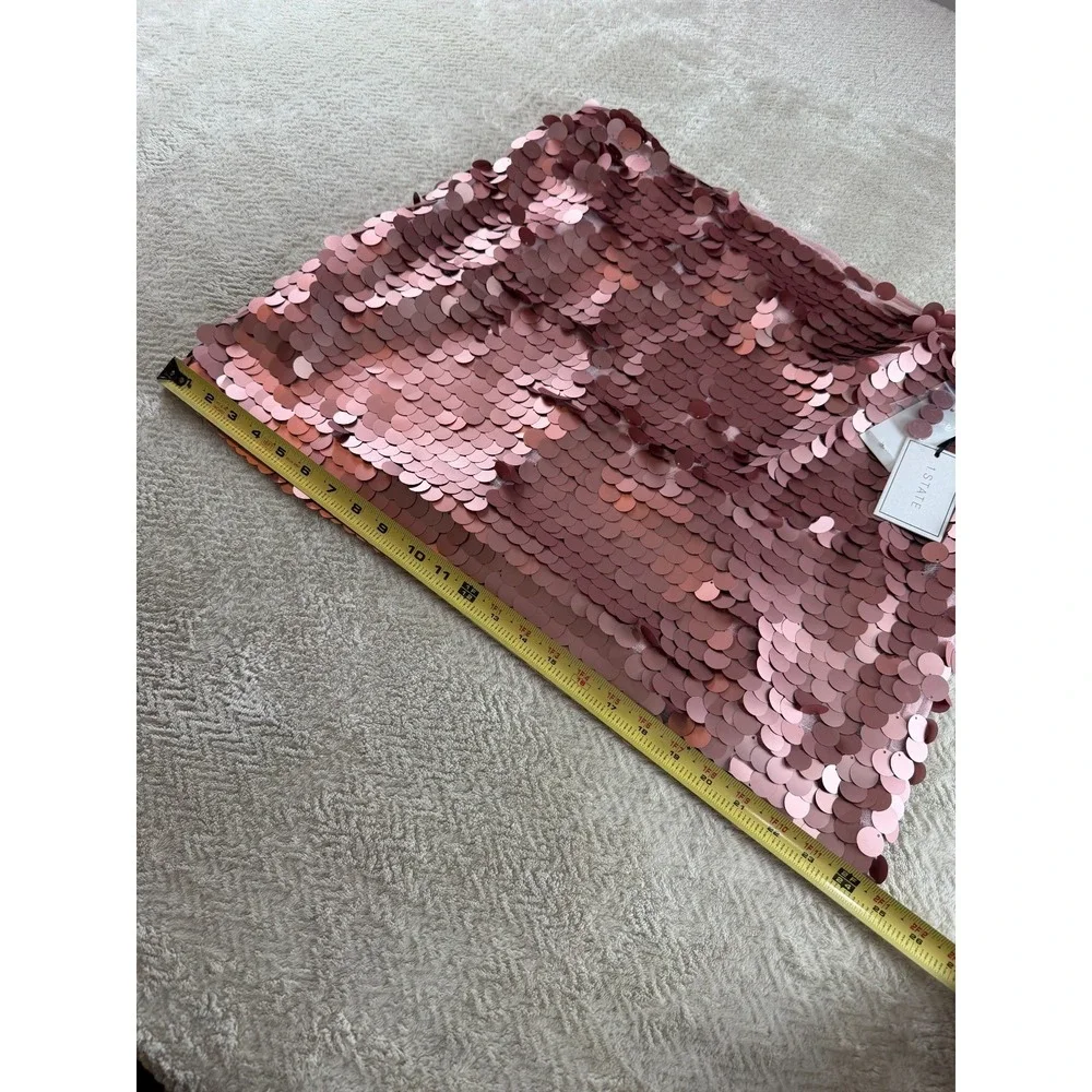 NWT 1.State A-line Mini Skirt Womens XL Metallic Pink Sequin Paillette Lined - Picture 11 of 11